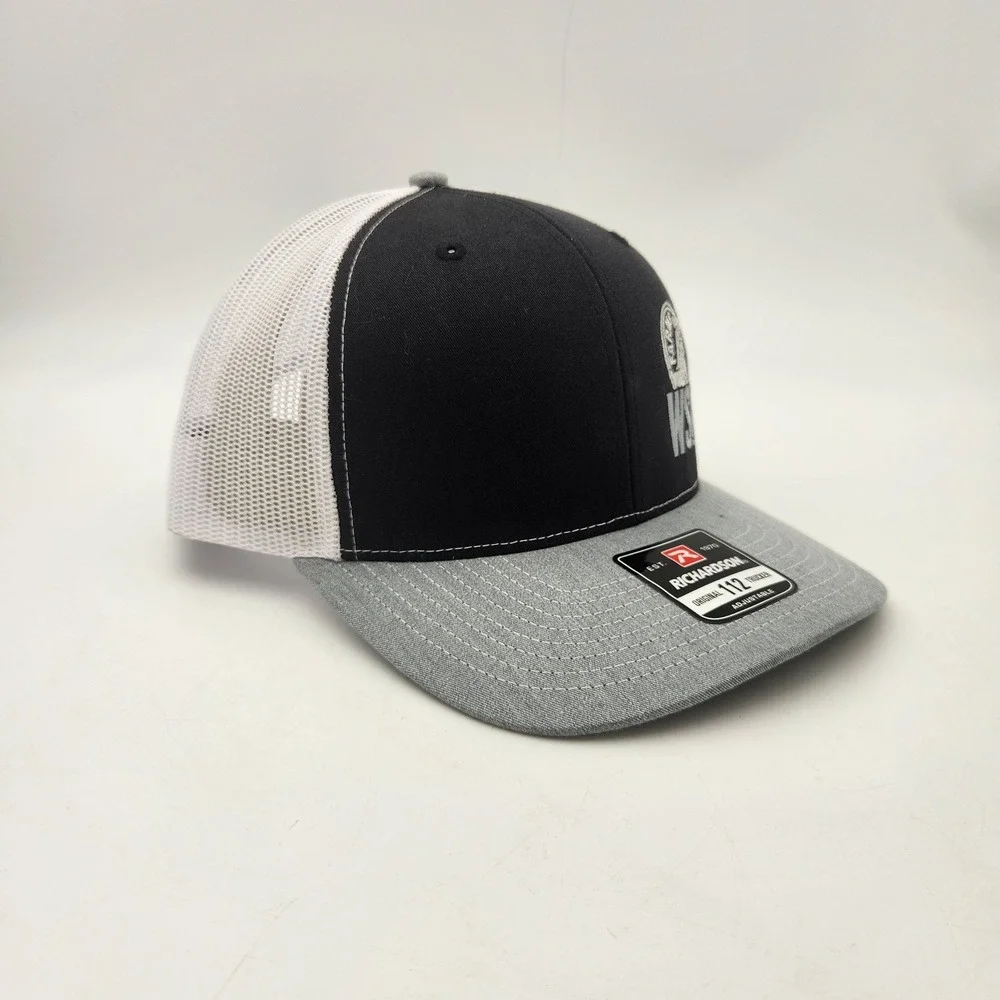 Richardson 112 Trucker Hat Black Grey WSF Farms Rooster Logo Snapback Cap
