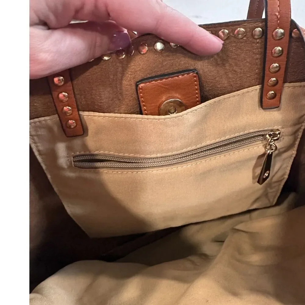 Stitch Fix Vegan Leather Bucket Bag Brown