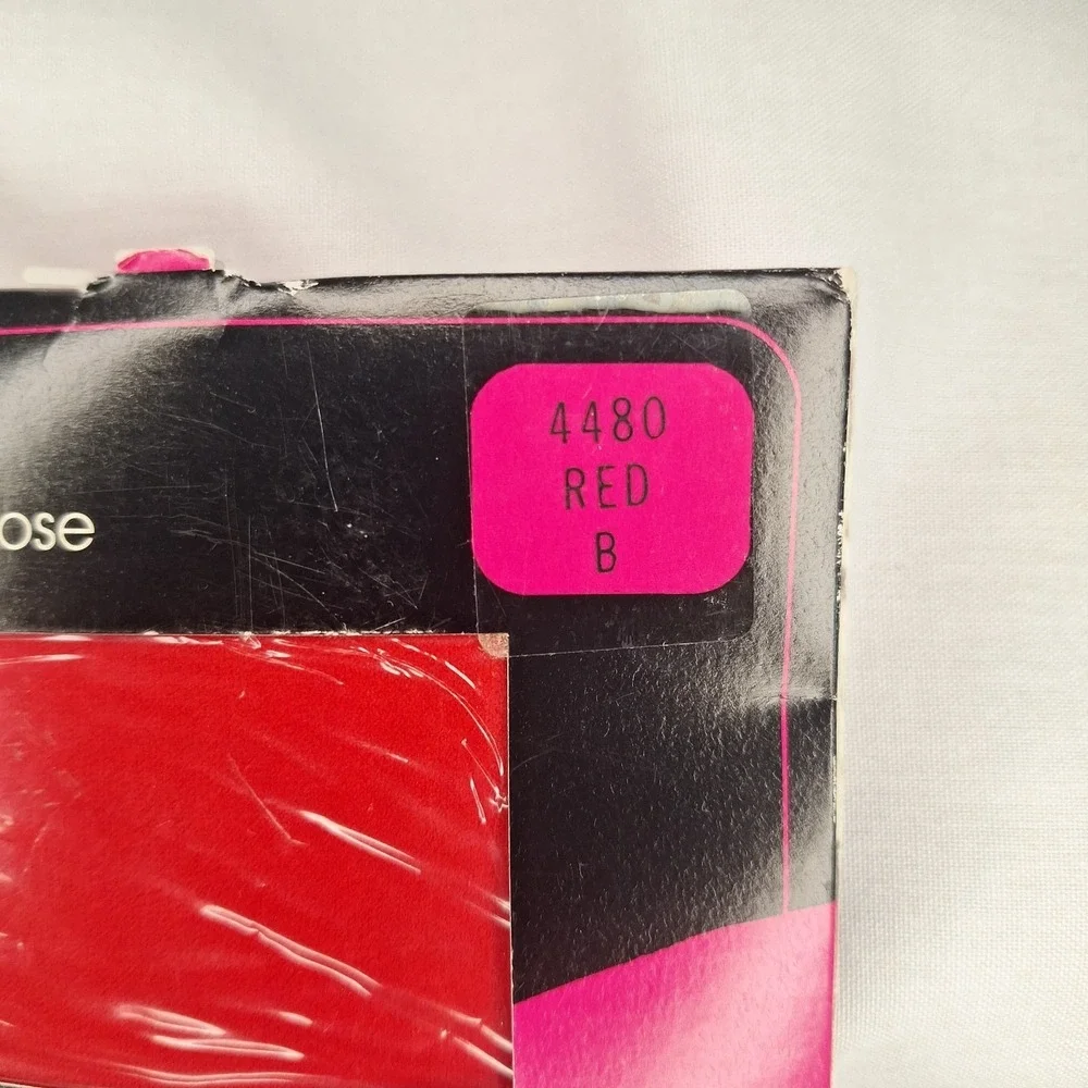 NOS 1980s Diane Von Furstenberg RED Size B Opaque Sheer Panty Hose Fashion 4480