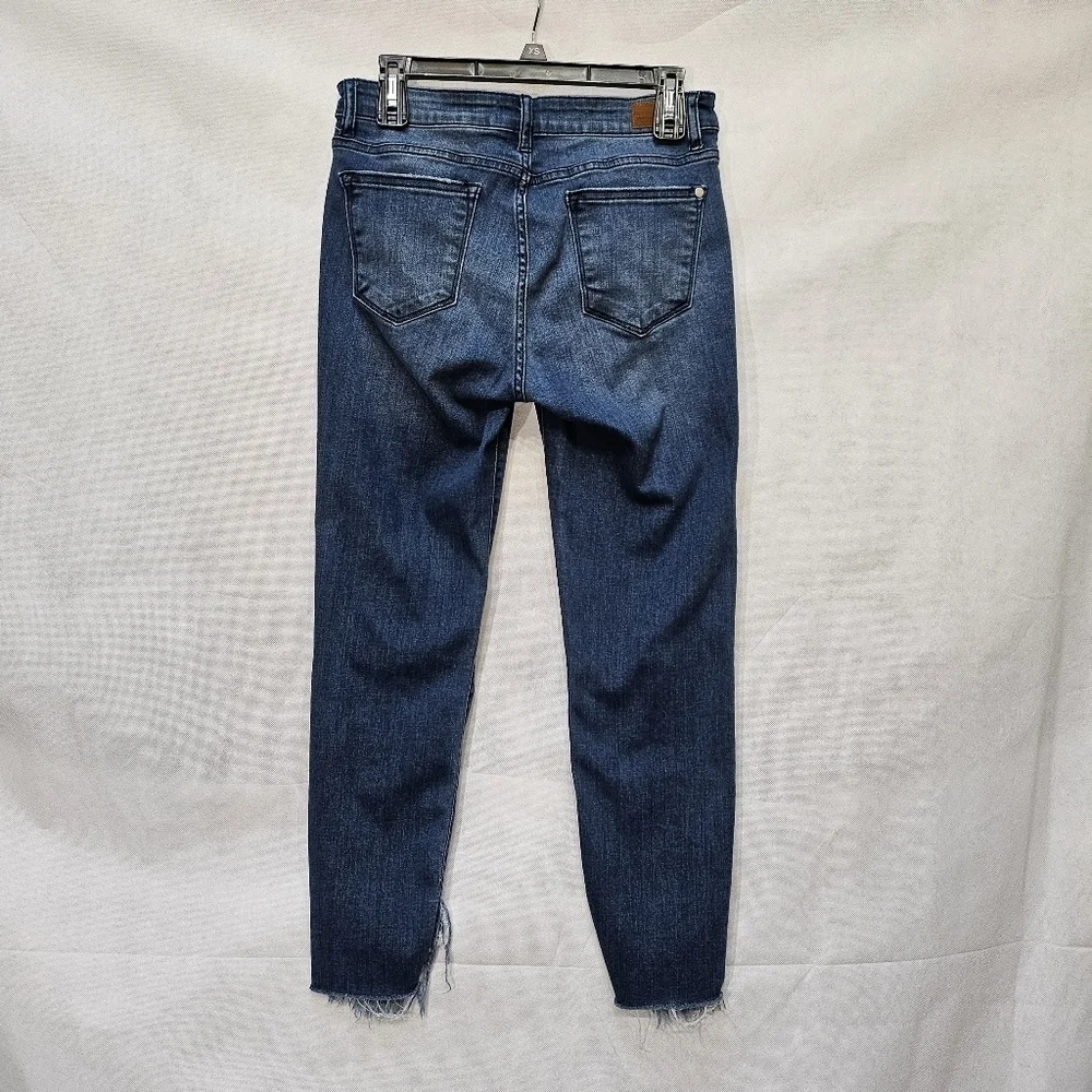 Judy Blue Skinny Fit Raw Edge Fringe Hem Blue Denim Jeans Size 9/29