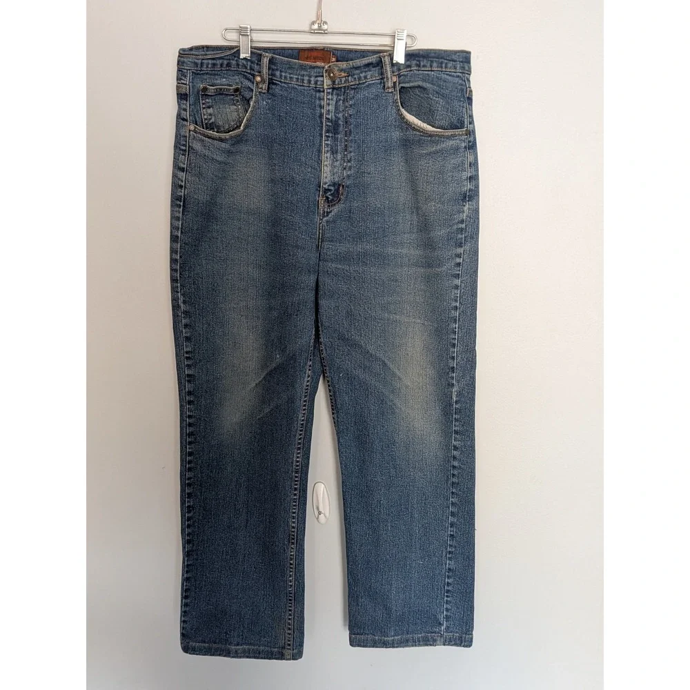 Euro Neu Mode Collection Mens Blue Denim Jeans Straight Leg Medium Wash Size 38