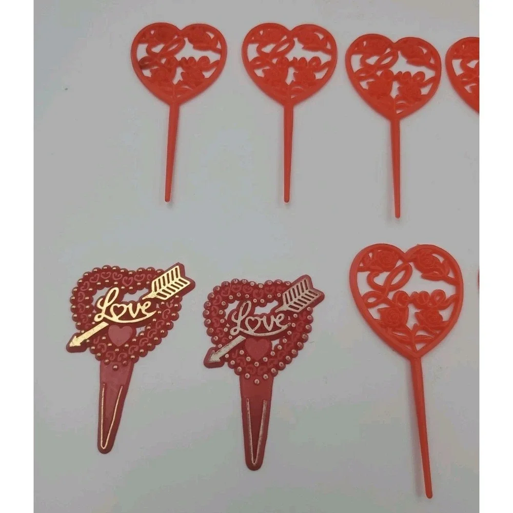 Vintage Valentines Day Cupcake Picks Decorations