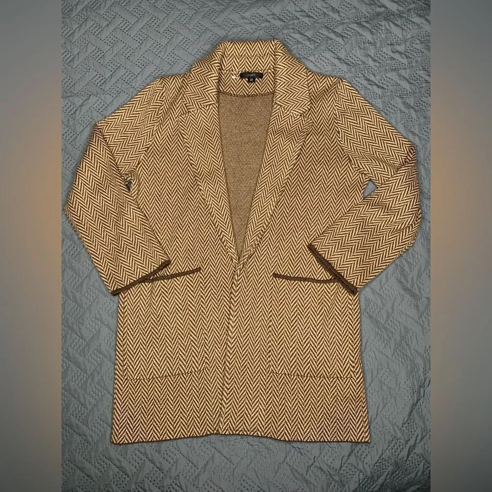 J. Crew Herringbone Blazer in Brown and Cream