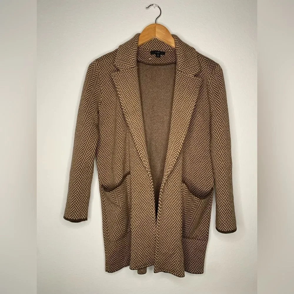 J. Crew Herringbone Blazer in Brown and Cream