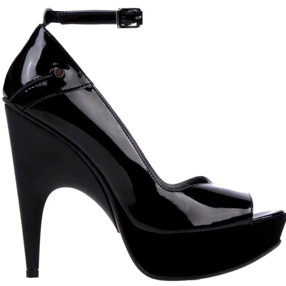 NIB Costume National‎  black patent leather sandal/ platforms.