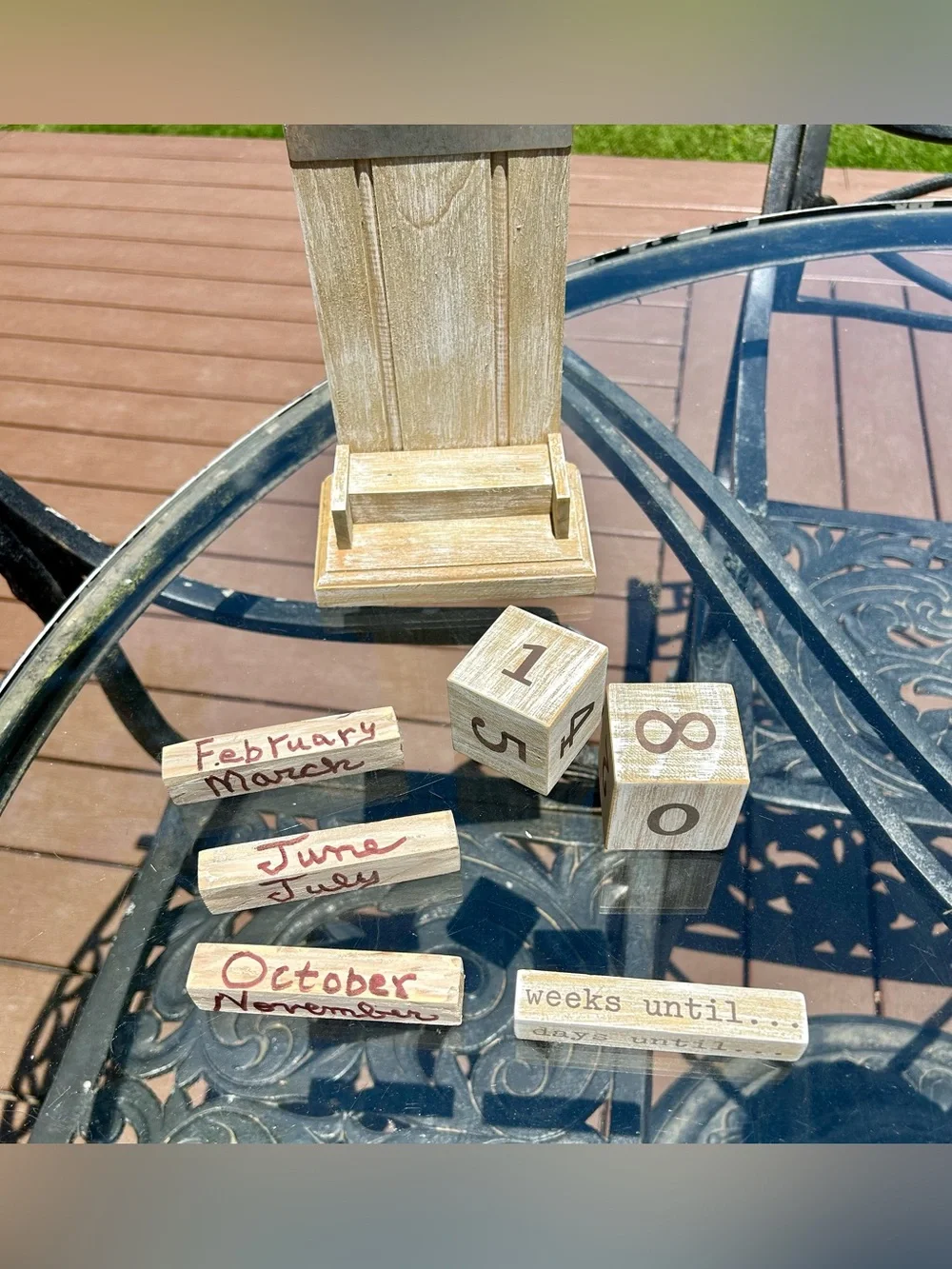 Demdaco Wooden Tabletop Block Calendar EUC