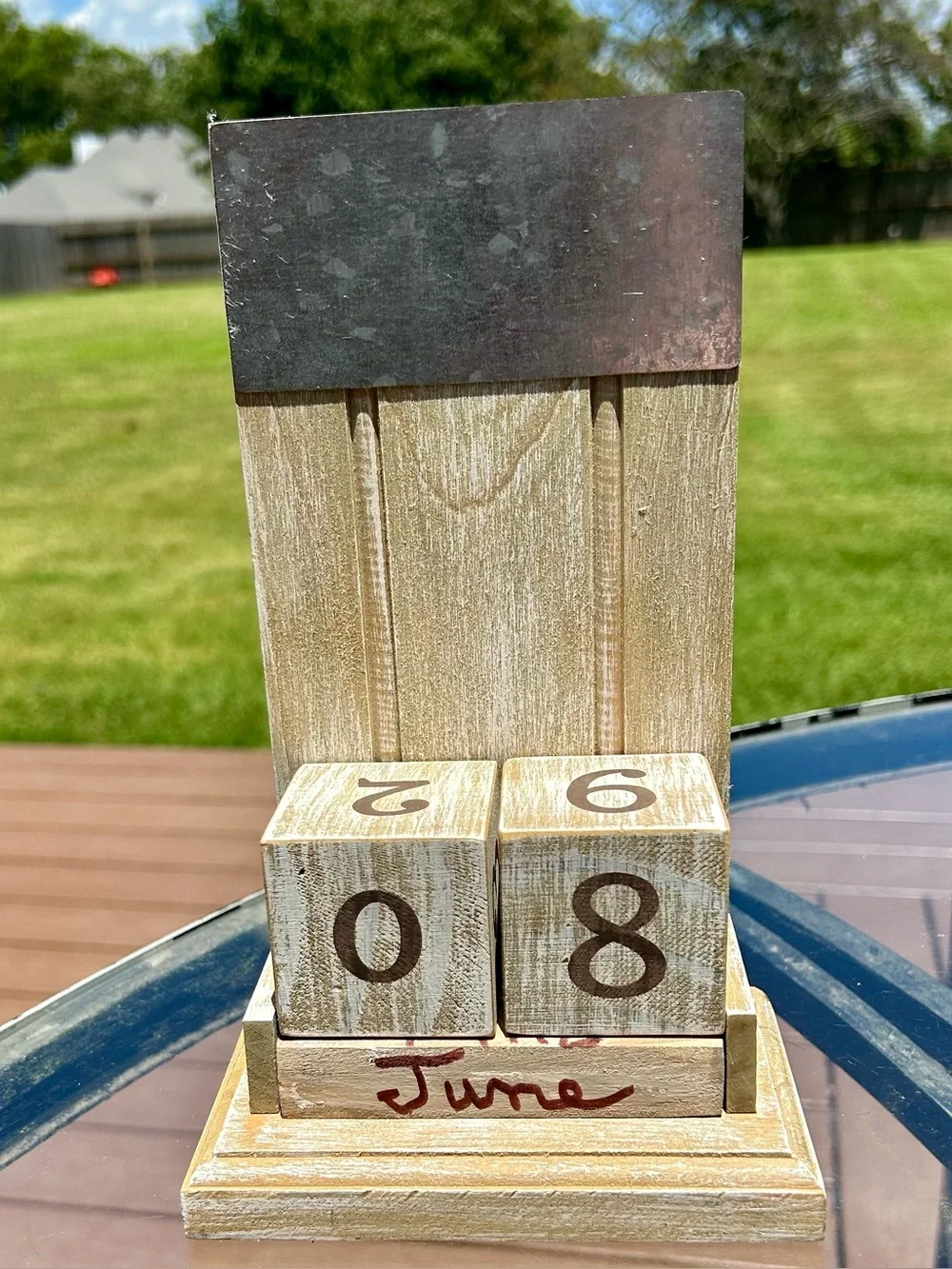 Demdaco Wooden Tabletop Block Calendar EUC