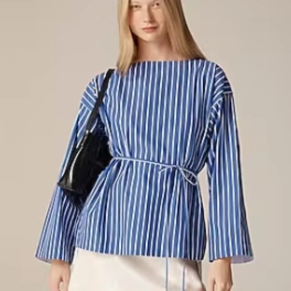 J.Crew Ciel Top – Striped Cotton Poplin – Size Small – NWT