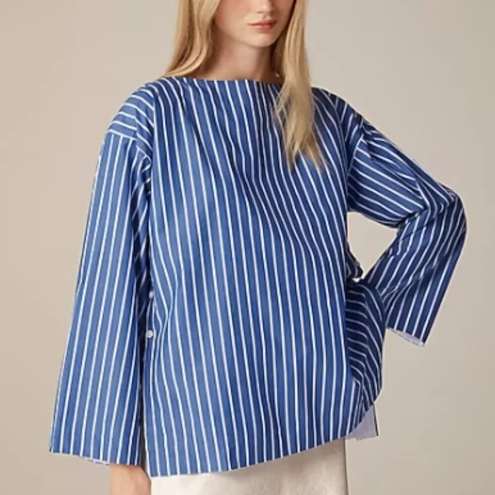 J.Crew Ciel Top – Striped Cotton Poplin – Size Small – NWT