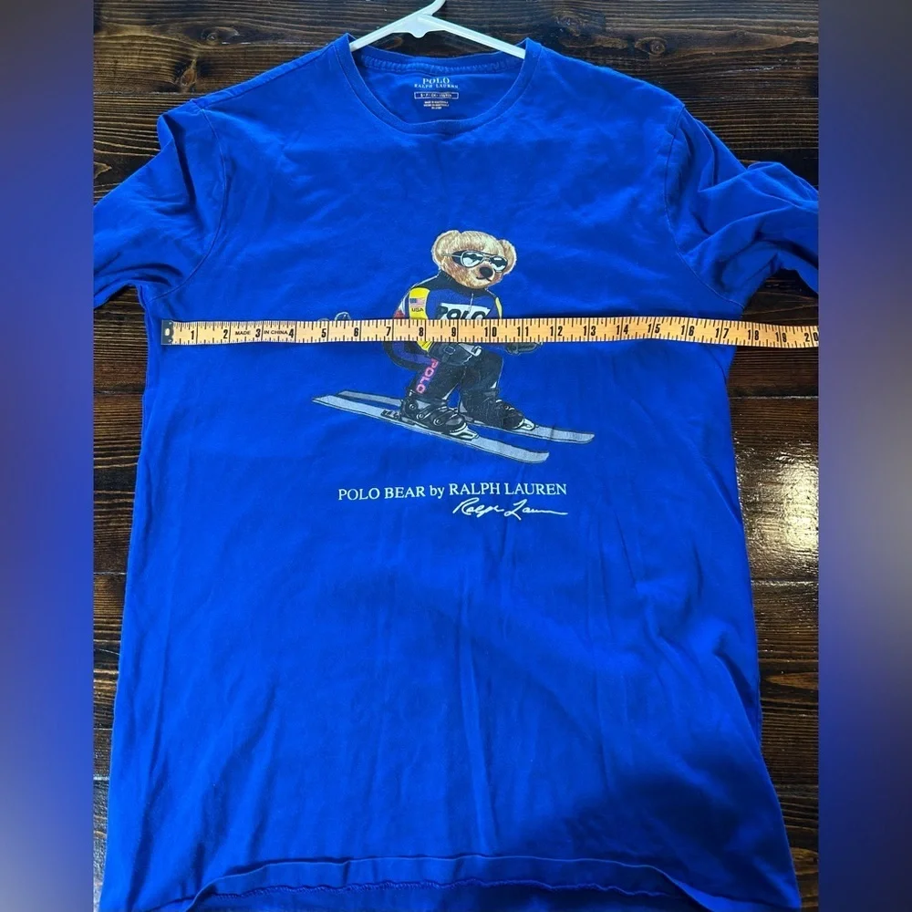 Polo Ralph Lauren Men's size small Blue Ski Bear Long Sleeve Shirt Vintage Rare