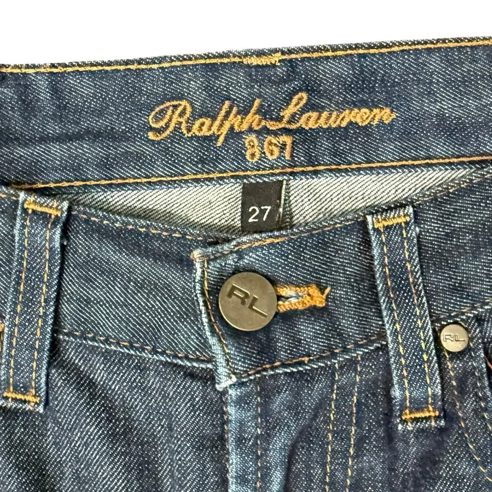 Ralph Lauren 867 Dark Wash Blue Low Rise Stretch Bootcut Jeans size 27 Y2K
