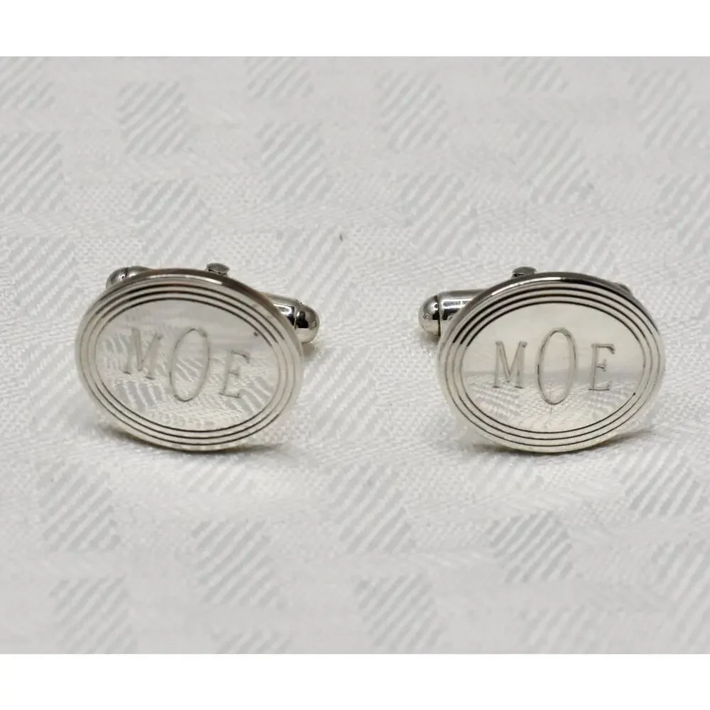 Tiffany & Co Oval 925 Sterling Silver Engine-turned Monogram 