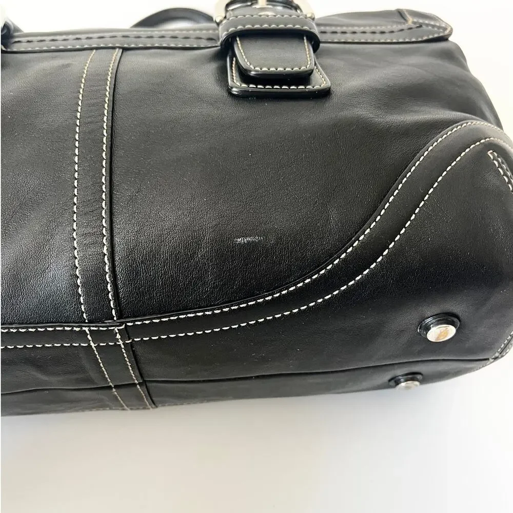 Coach Vintage Soho Black Leather Flap Shoulder Bag 9636 Y2K