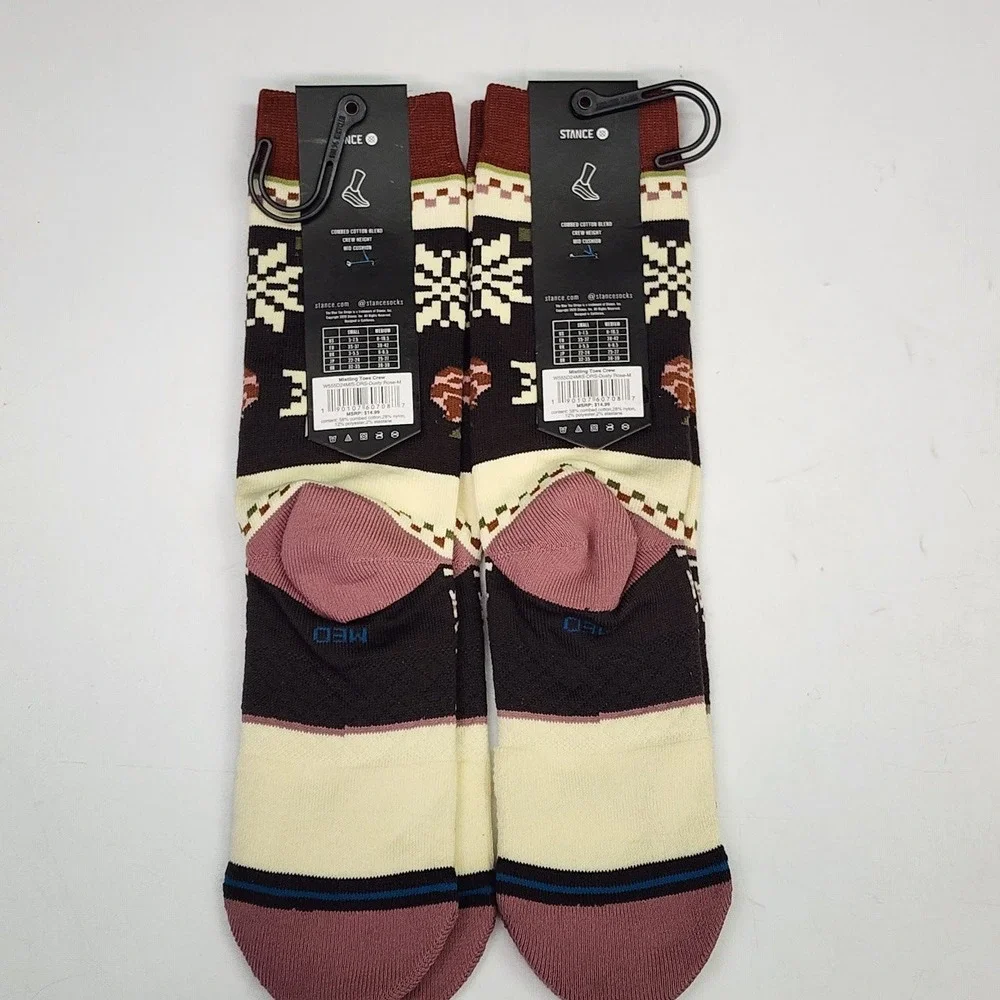Stance‎ Womens Mistling Crew Socks Mid Cushion Floral Rose Pack Of 2 Medium