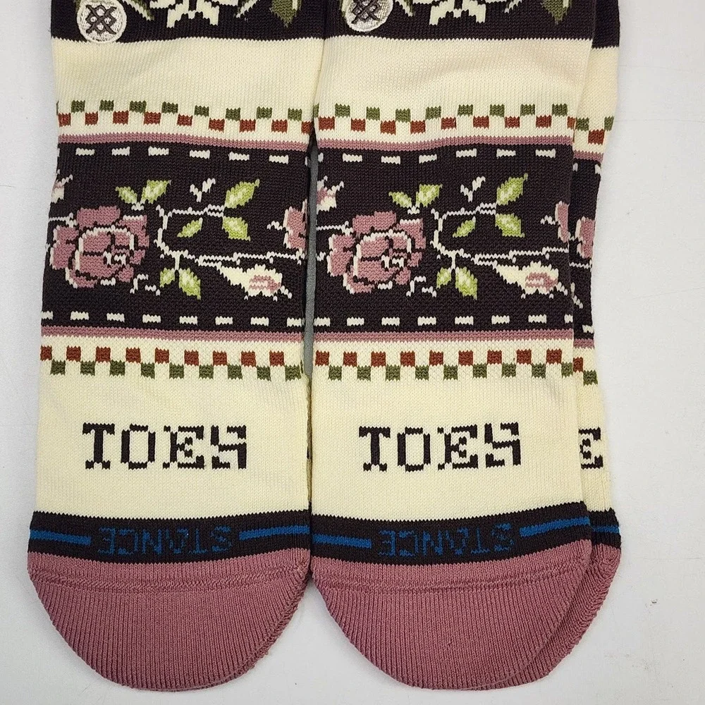 Stance‎ Womens Mistling Crew Socks Mid Cushion Floral Rose Pack Of 2 Medium