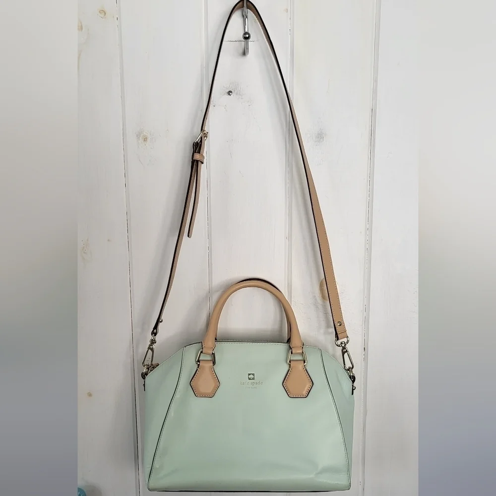 Kate Spade Mint & Taupe Pippa Crossbody Top Handle Bag
