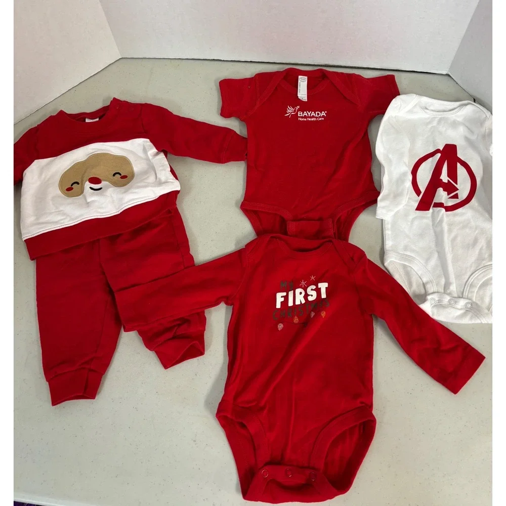 Carters Baby Boy Christmas Avengers Bodysuit Sweatshirt 5 pc Lot 6-9‎ Months