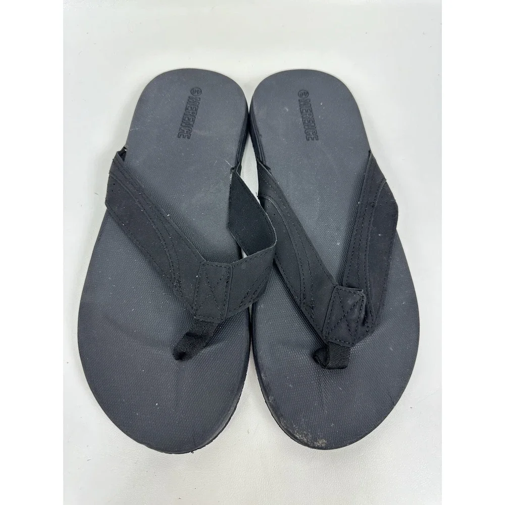 Merence Men's Flip Flops Size 46 US 12-13 Shoes Black Thong