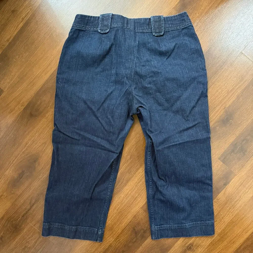 St John Sport Denim Capri Pants Thick Stitch Boho Casual Y2K Sz 16 Vacation