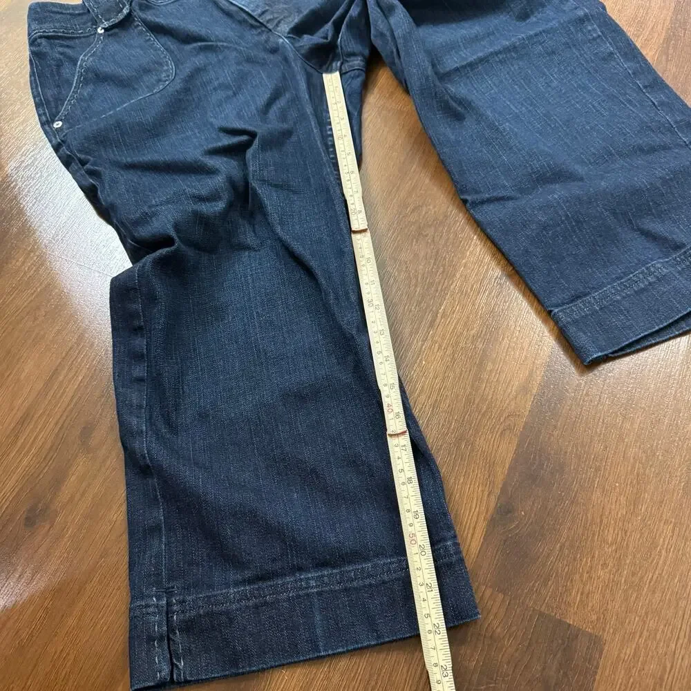St John Sport Denim Capri Pants Thick Stitch Boho Casual Y2K Sz 16 Vacation