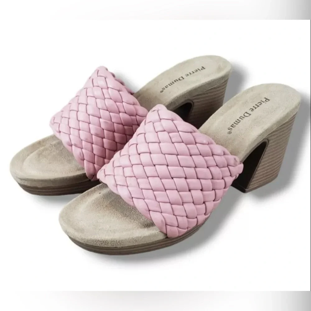 Pierre Dumas Women’s Morgen Sandal Heels Size 11 Pink Thick Heel Quilted Strap
