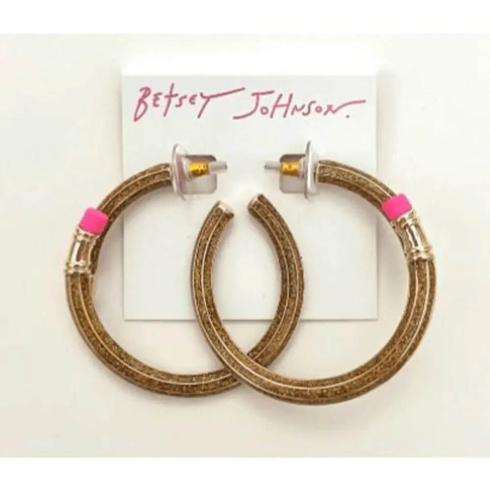 Betsey Johnson Pencil Bypass Hoop Earrings