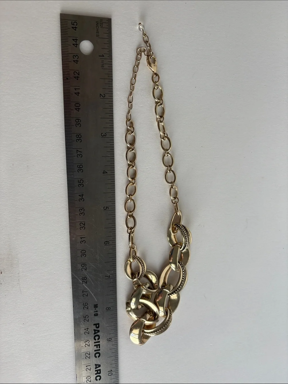 Gold Chain Link Statement Necklace Textured Adjustable Women Jewelry