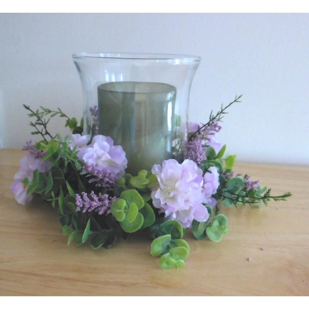 Lavender‎ Mini Wreath Eucalyptus Berries Blossoms Candle Ring