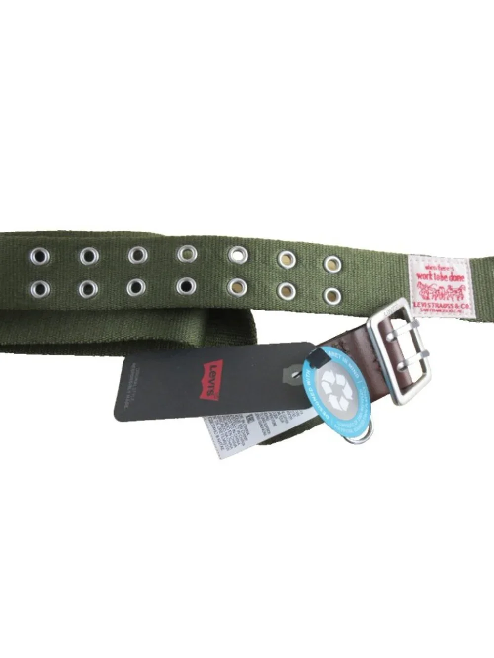 Levi's Workwear Men's Canvas Belt Metal Buckle Army Green Size Medium 34-36 NWT