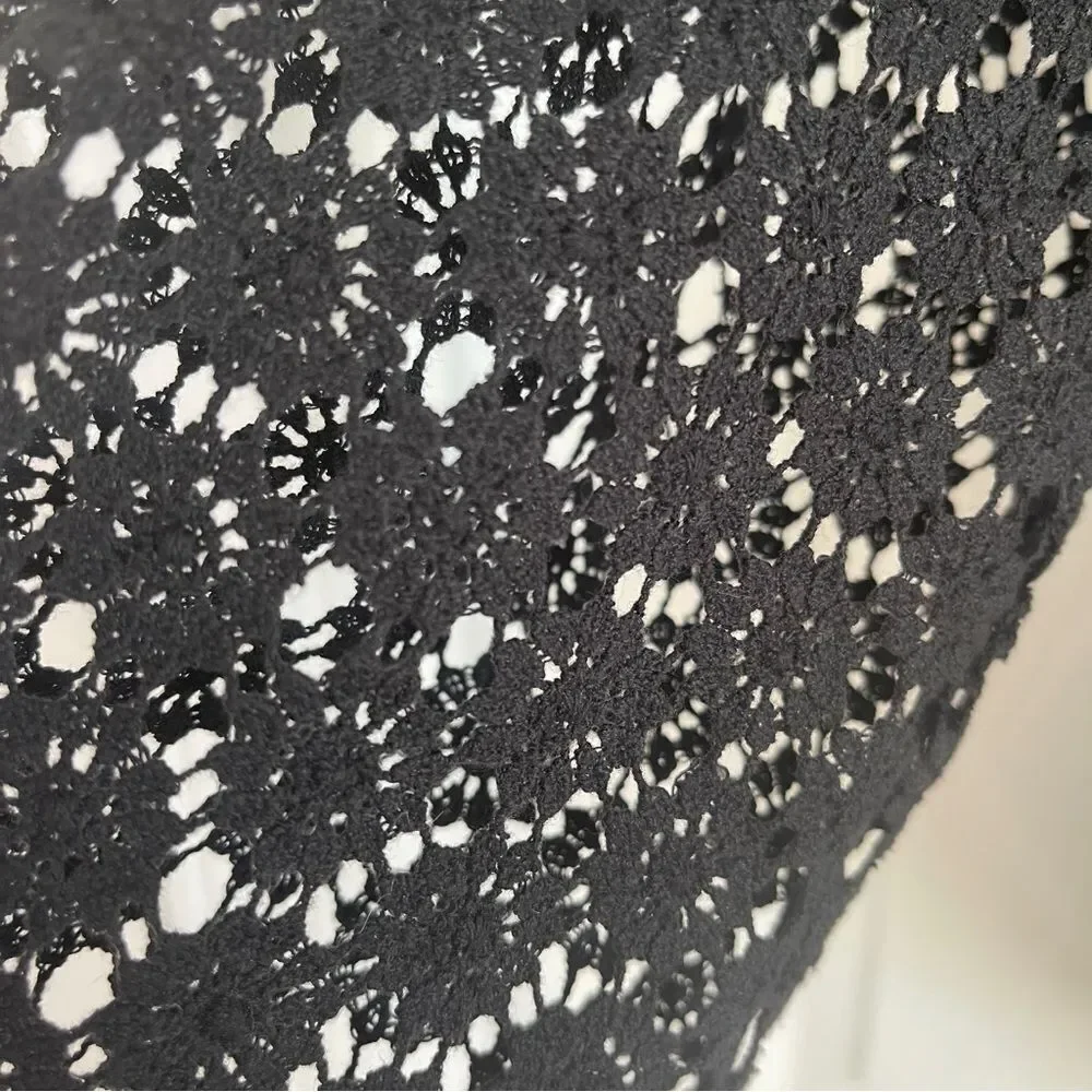 J.Crew Lace-Sleeved Blouse in Black Sz6 Gently Loved