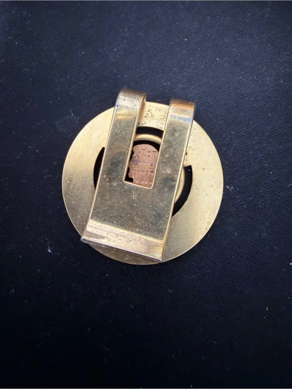 Vintage Round Gold Tone Money clip with Coin Motif