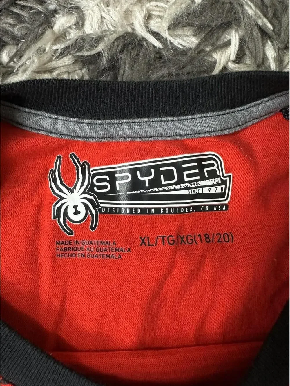 Spyder Boys XL 18/20 Red Black Raglan Long Sleeve Spider Graphic T-Shirt
