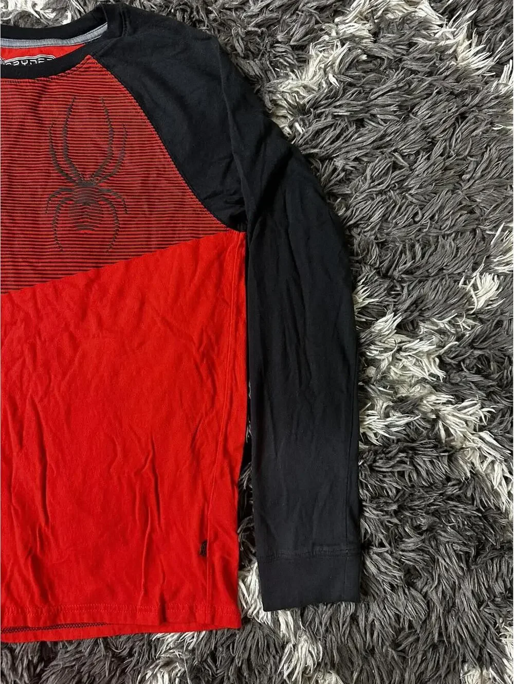 Spyder Boys XL 18/20 Red Black Raglan Long Sleeve Spider Graphic T-Shirt