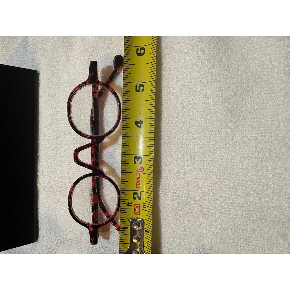 Vintage Style Round Tortoise Shell Glasses Red Black Circular Frames with Case