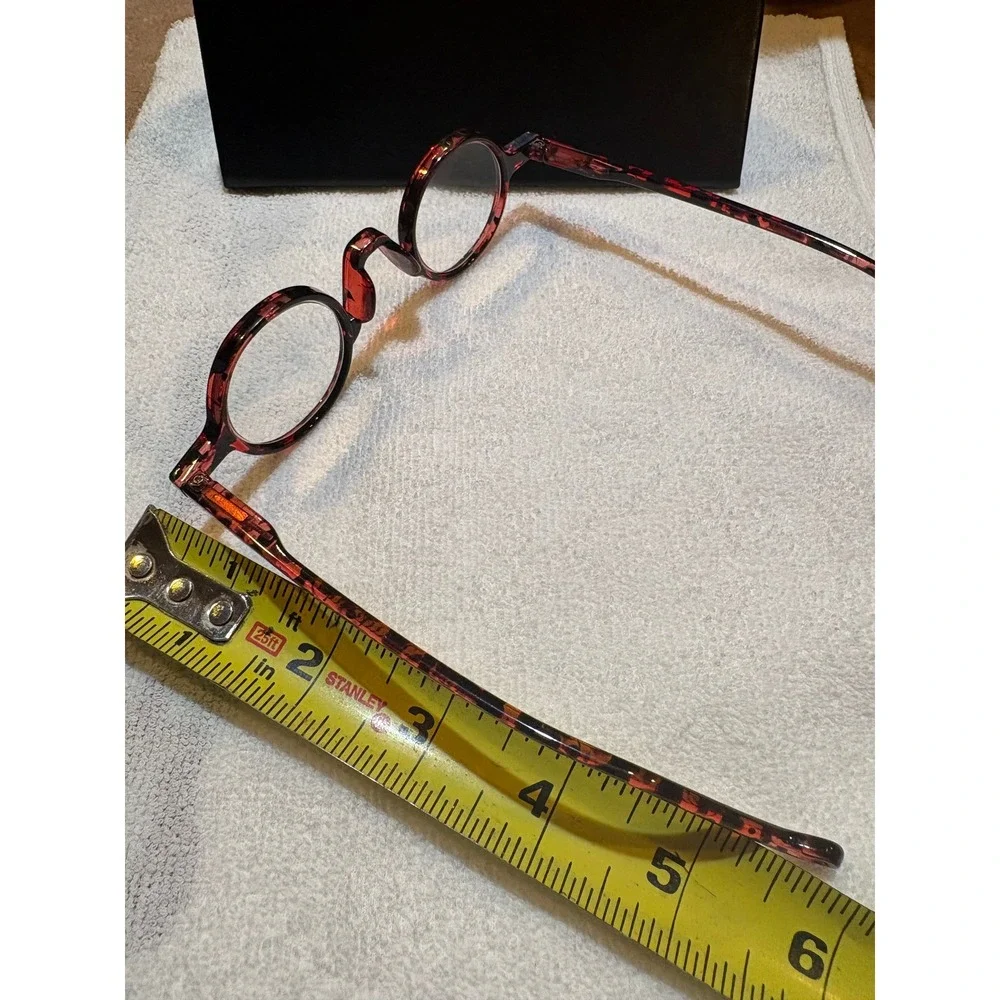 Vintage Style Round Tortoise Shell Glasses Red Black Circular Frames with Case