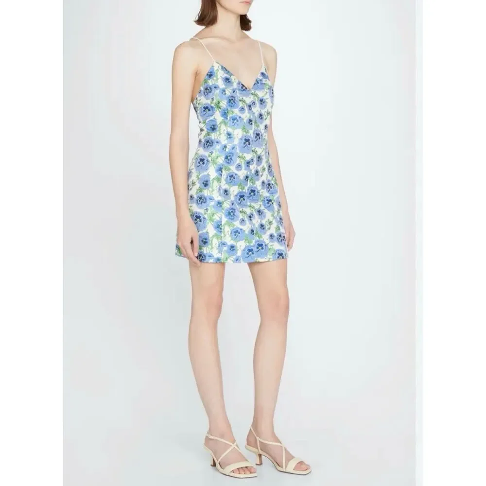 Alice and Olivia Sun Dress Tayla Perfect Pansy Blue Mini Dress size 10 NWT