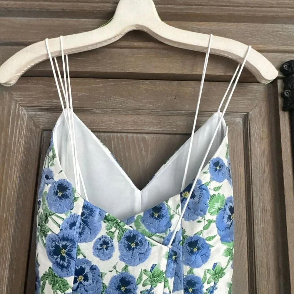 Alice and Olivia Sun Dress Tayla Perfect Pansy Blue Mini Dress size 10 NWT