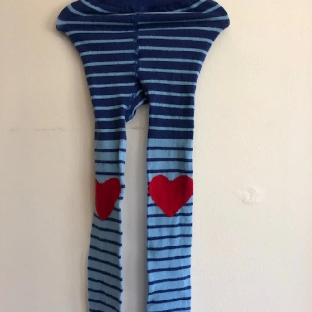 HANNA ANDERSSON Red Heart Blue Stripe Leggings Bottoms 90/100