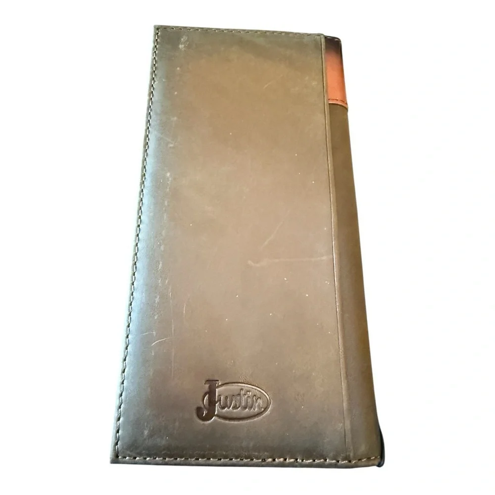 Justin Genuine Leather Rodeo Wallet – Brown with Tooled Accent