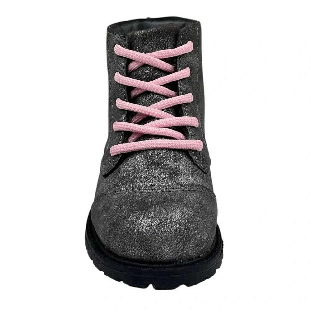 OshKosh B'Gosh Little Girls Ankle Fashion Boots Size 11 Gray Rose Pink Lace Up