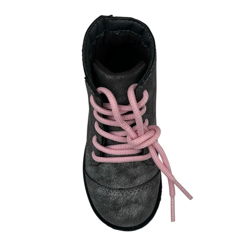 OshKosh B'Gosh Little Girls Ankle Fashion Boots Size 11 Gray Rose Pink Lace Up