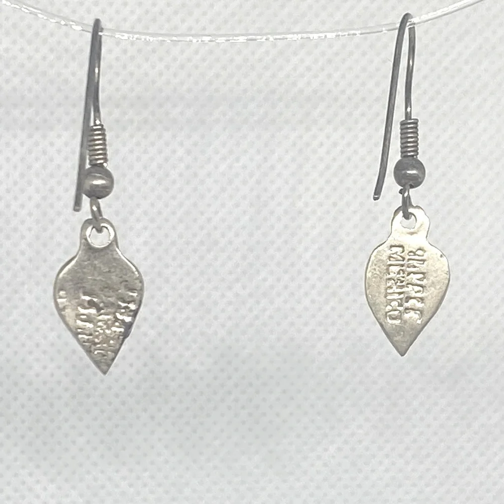Vintage Alpaca Mexico Abalone Inlay Heart Earrings
