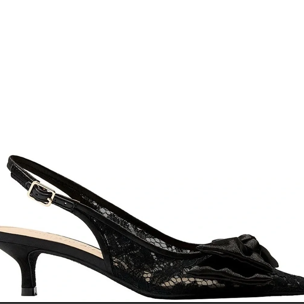Jack Rogers Debra Kitten Heels Sling Back Floral Lace Satin Bow Sz 9M New In Box