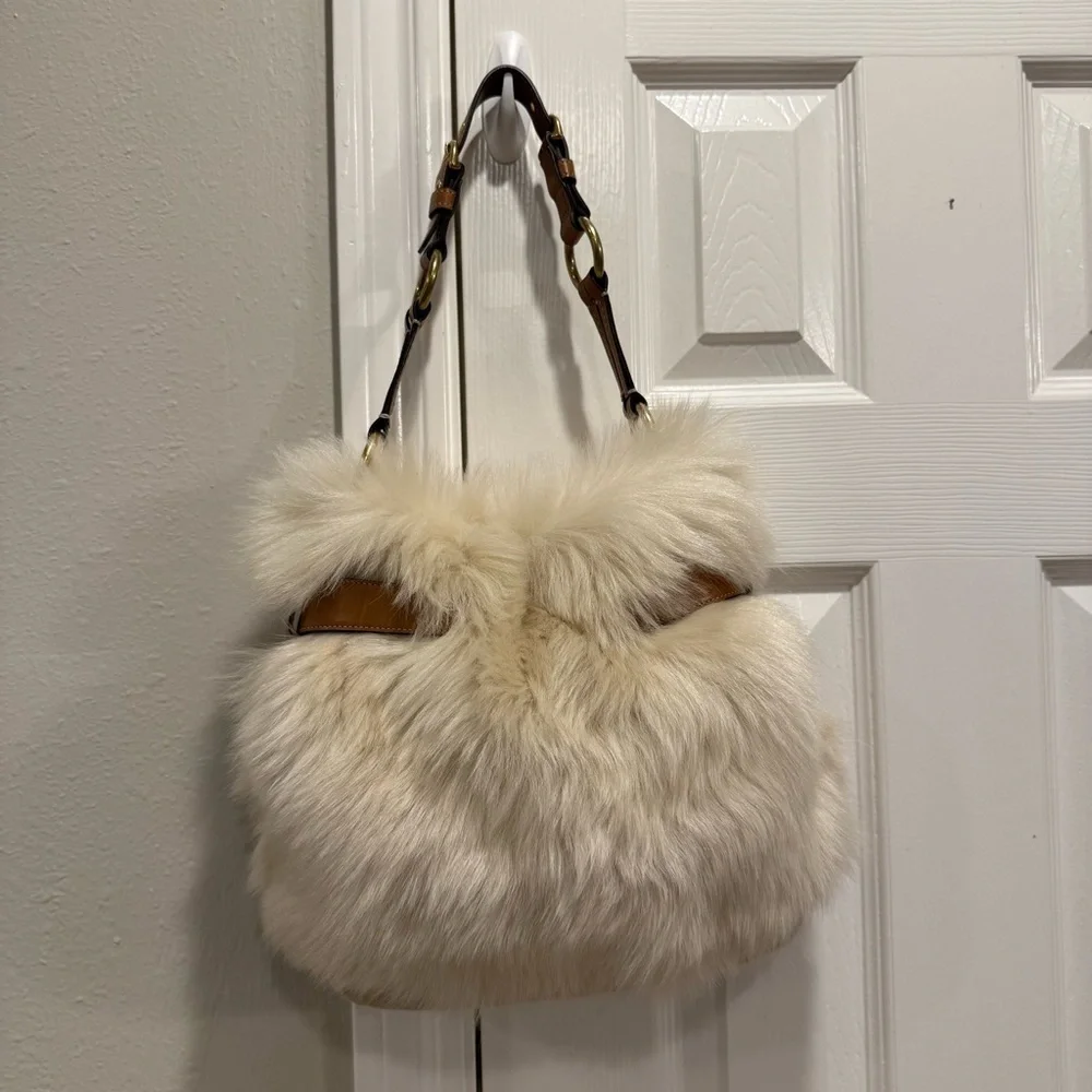 RARE COACH Lamb Shearling Suede Shoulder Bag 3575 Vintage Y2K  Boho Grunge NWT