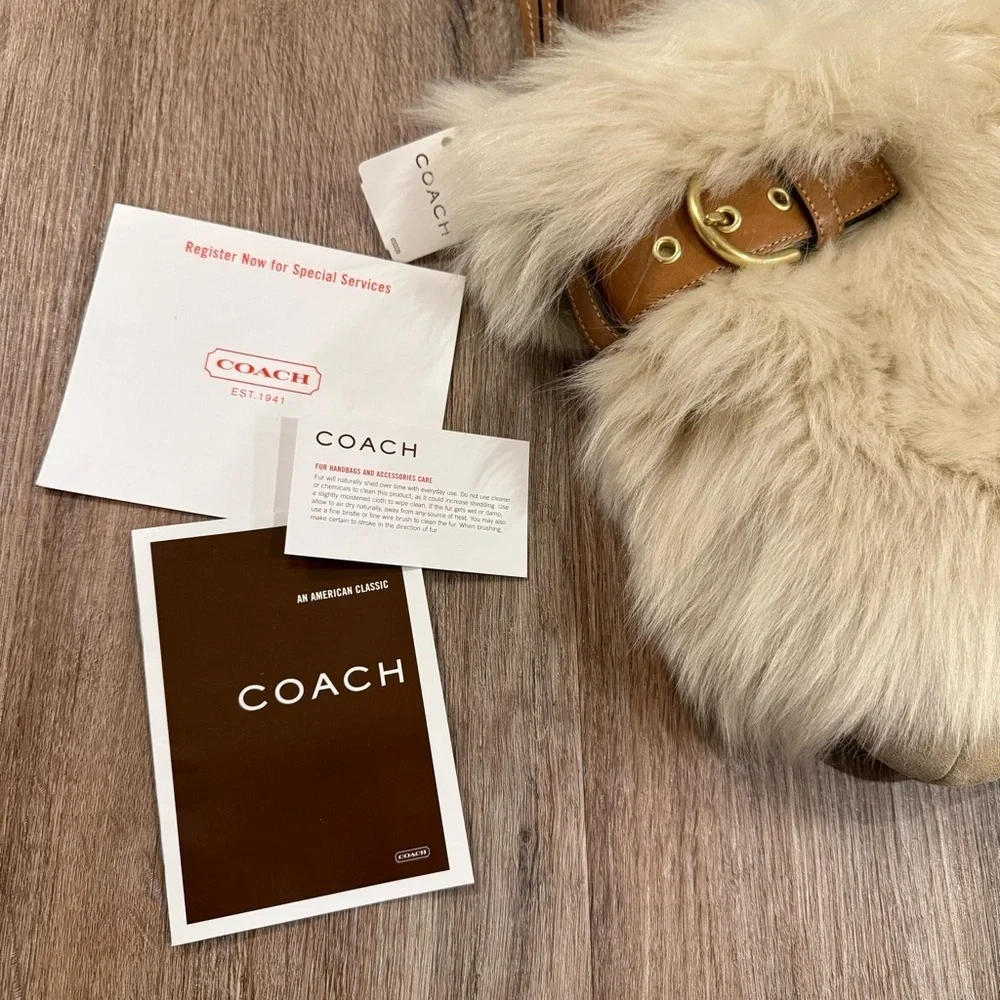 RARE COACH Lamb Shearling Suede Shoulder Bag 3575 Vintage Y2K  Boho Grunge NWT