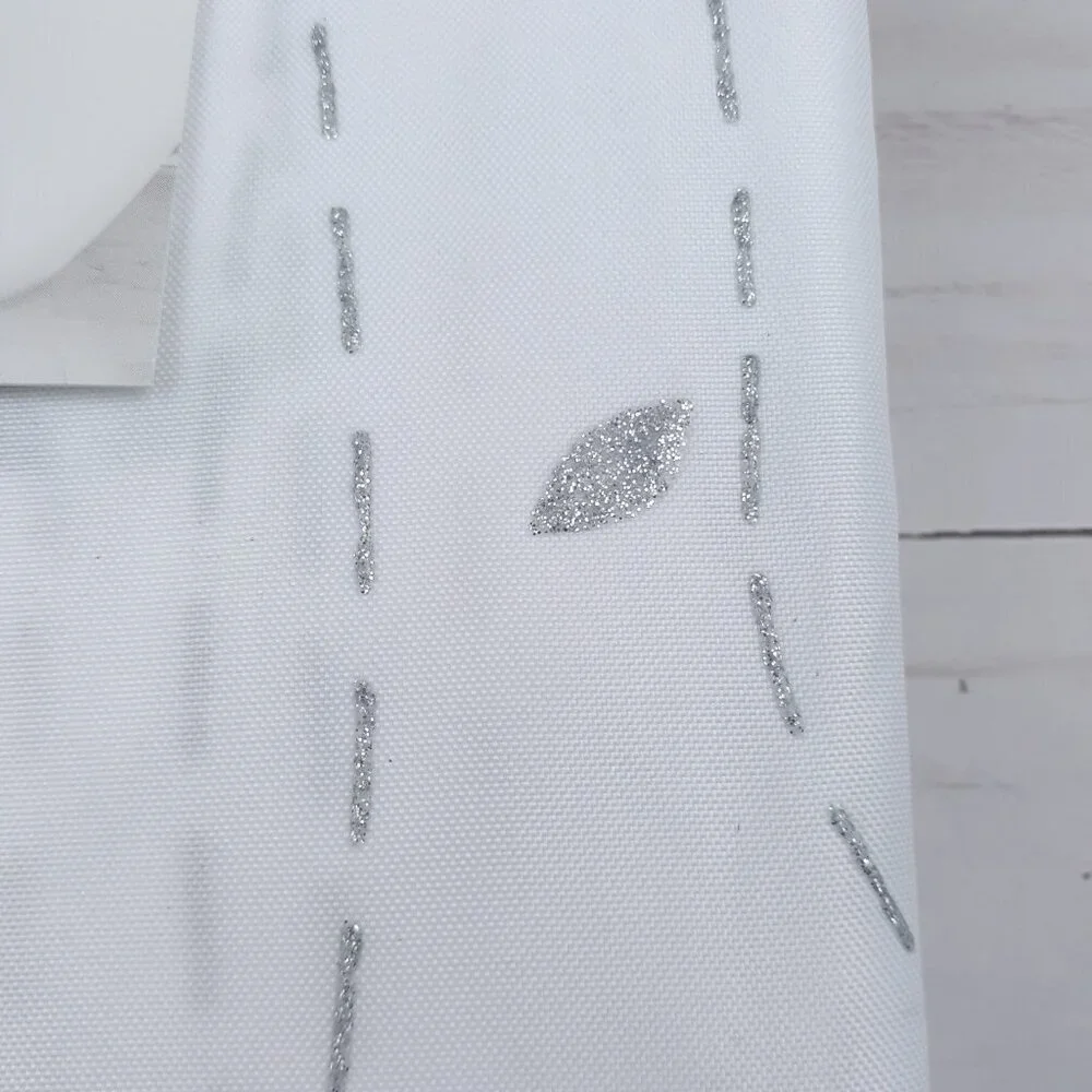 HD Designs Fabric Shower Curtain Silver Leaf 70x72 Sparkle