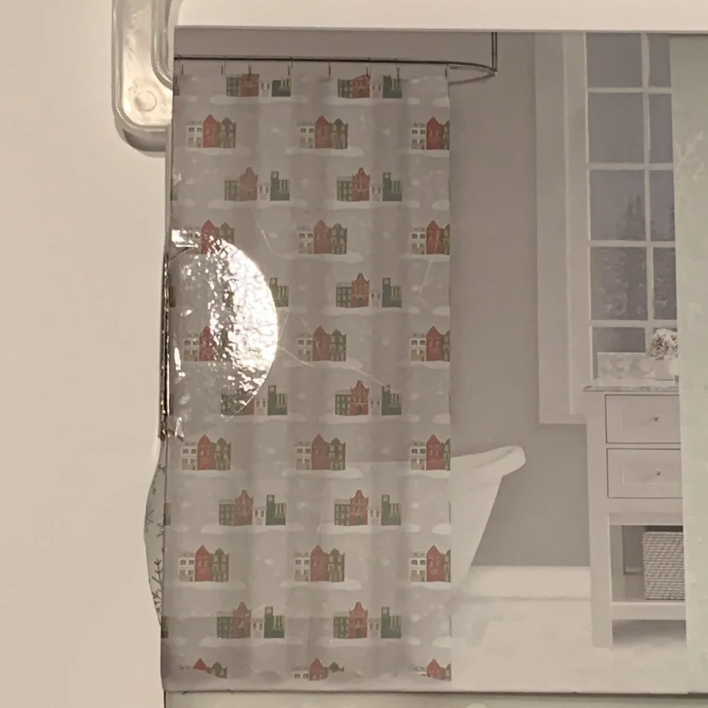 Envogue Christmas Village Shower Curtain