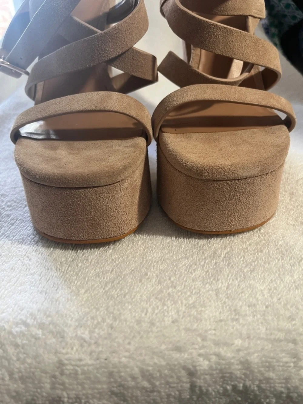 Gianni Bini Beige Suede Strappy Platform Sandal
