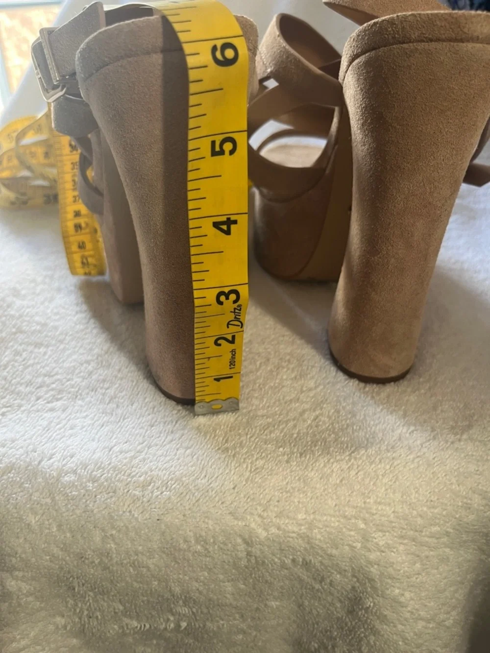 Gianni Bini Beige Suede Strappy Platform Sandal