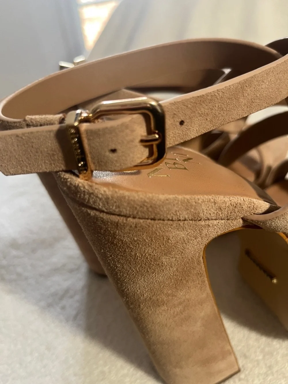 Gianni Bini Beige Suede Strappy Platform Sandal